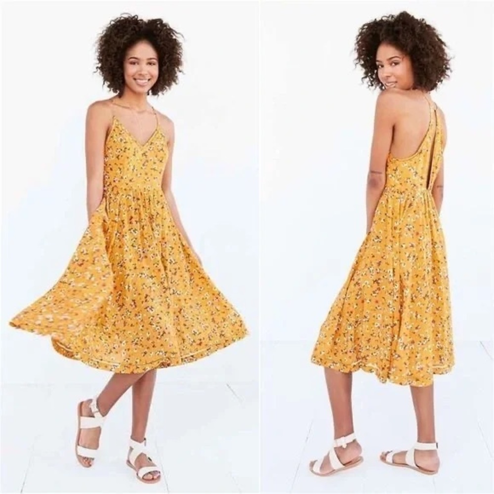 Urban Outfitters (Cooperative) Yellow Floral Midi Dress size 2
